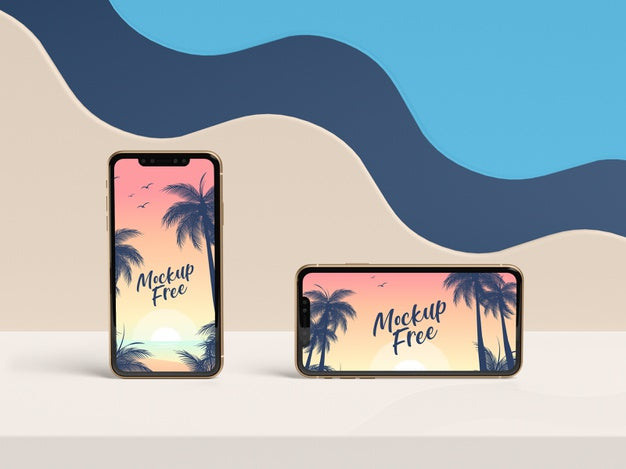 Free Smartphones Arrangement Summer Concept Psd