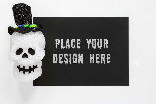 Free Smiley Skull Wearing Black Hat Psd