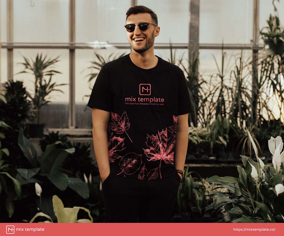 Free Smiling Man T-Shirt Mockup