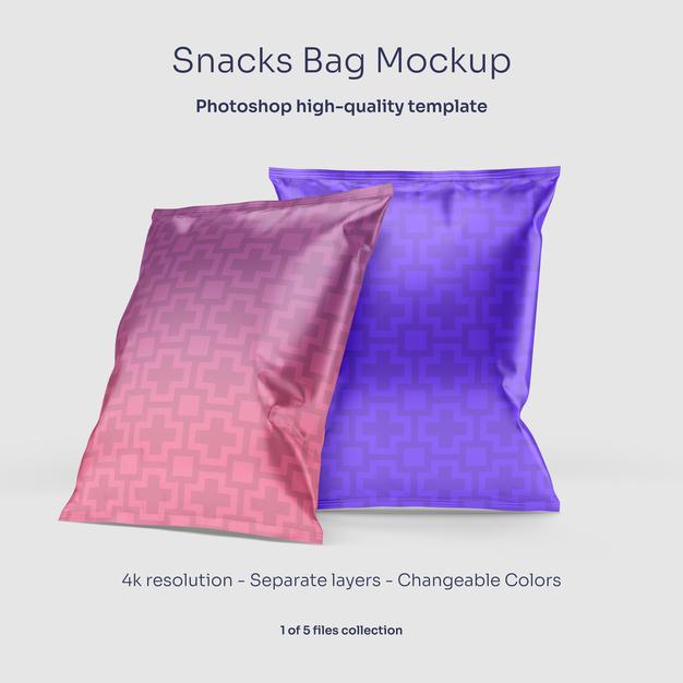 Free Snacks Bag Mockup Psd