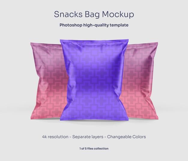 Free Snacks Bag Mockup Psd