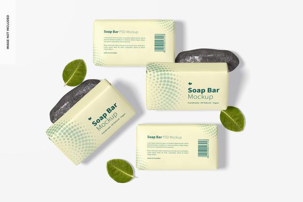 Free Soap Bars With Paper Package Mockup Psd