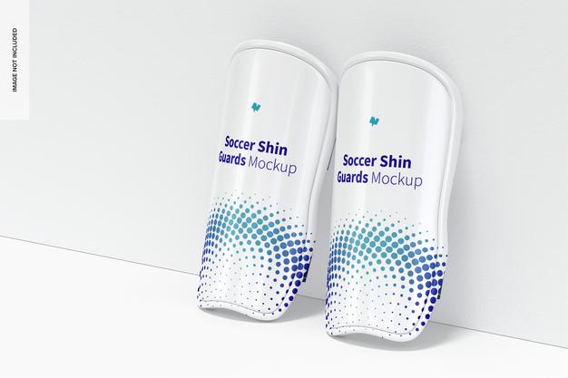 Free Soccer Shin Guards Mockup, Leaned Psd