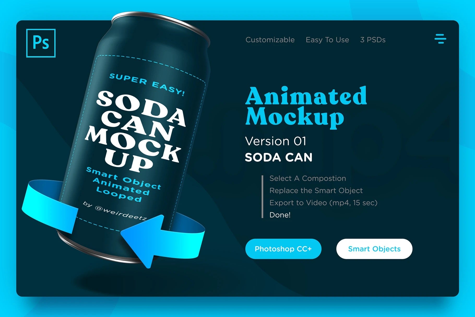 Free Sodacan Animated Mockup