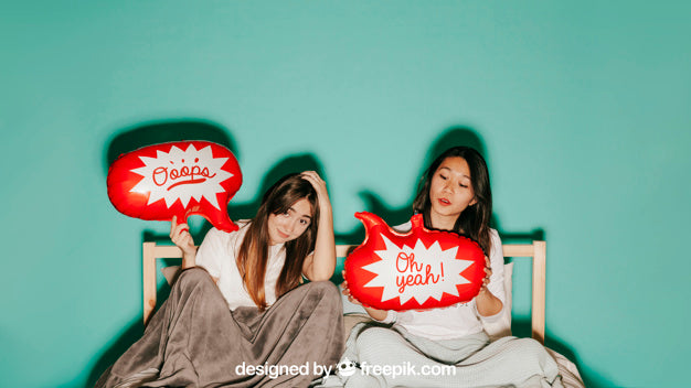 Free Speech Balloon Concept With Women In Bed Psd