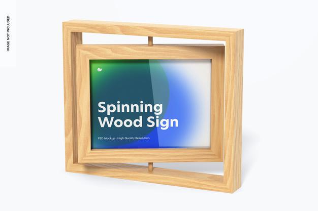 Free Spinning Wood Frame Sign Mockup Psd