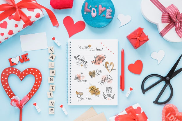 Free Spiral Notebook Mockup For Valentine Psd