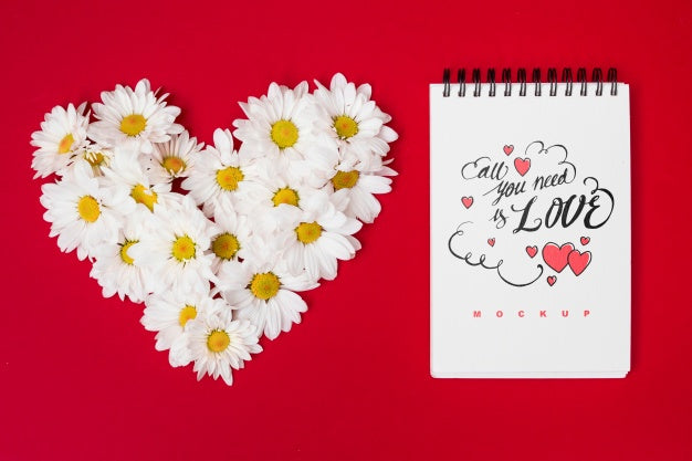 Free Spiral Notebook Mockup For Valentine Psd