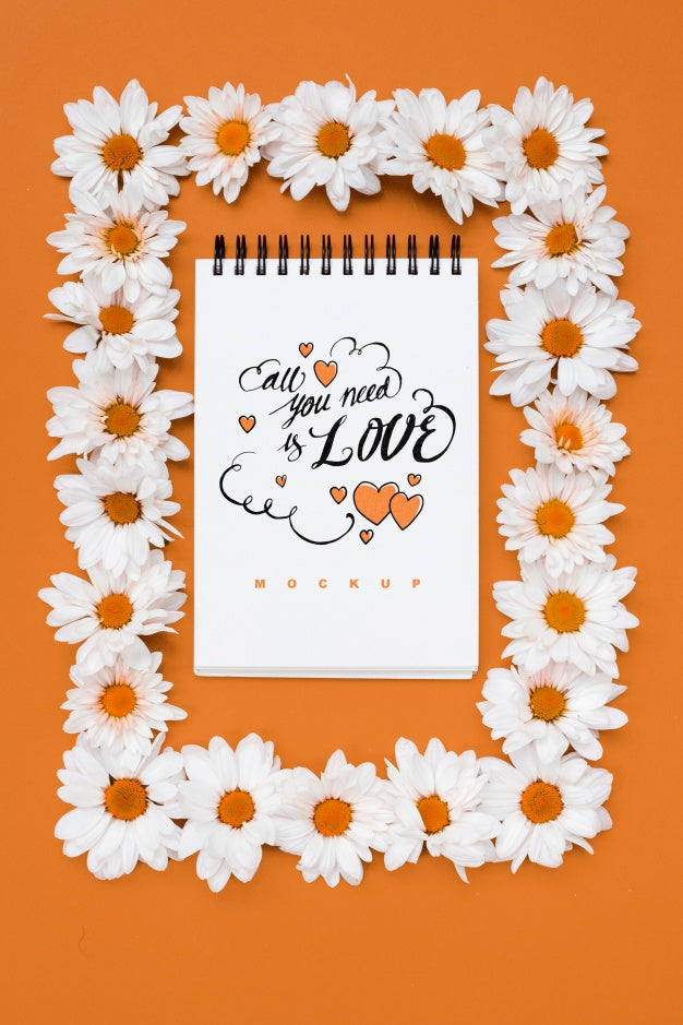 Free Spiral Notebook Mockup For Valentine Psd