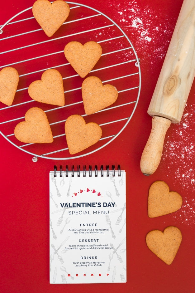 Free Spiral Notebook Mockup For Valentines Menu Psd