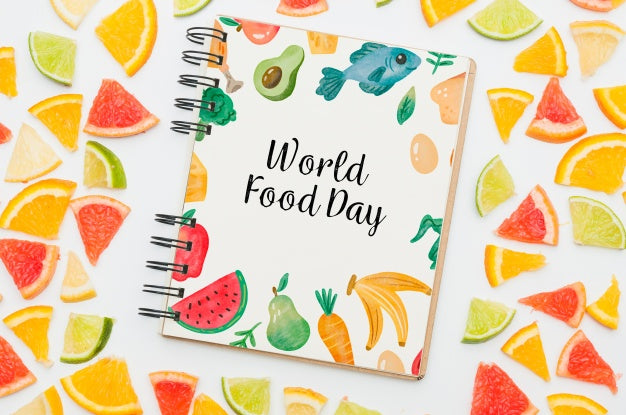 Free Spiral Notebook Mockup With Fruits Psd