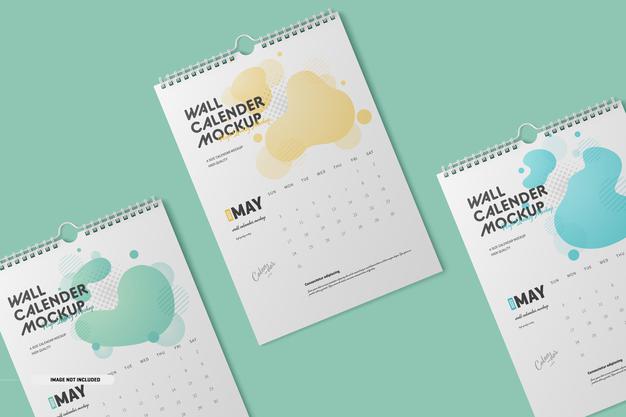 Free Spiral Wall Calendar Mockup Psd