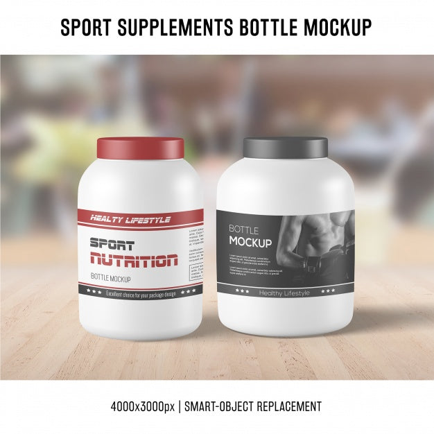 Free Sport Supplements Bottle Mockup Psd