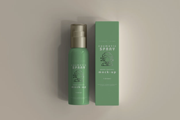 Free Spray Bottle With Box Mockup Psd