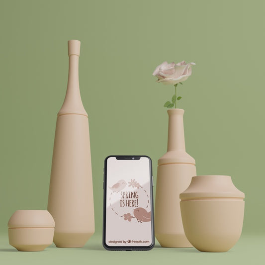 Free Spring 3D Decorations With Mobile Device Psd