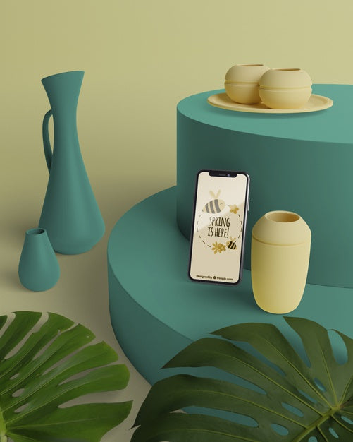 Free Spring 3D Decorations With Mobile Psd