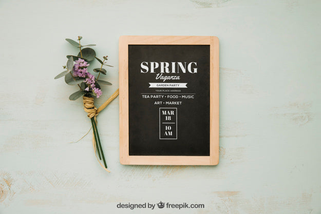 Free Spring Concept Mockup With Slate Psd