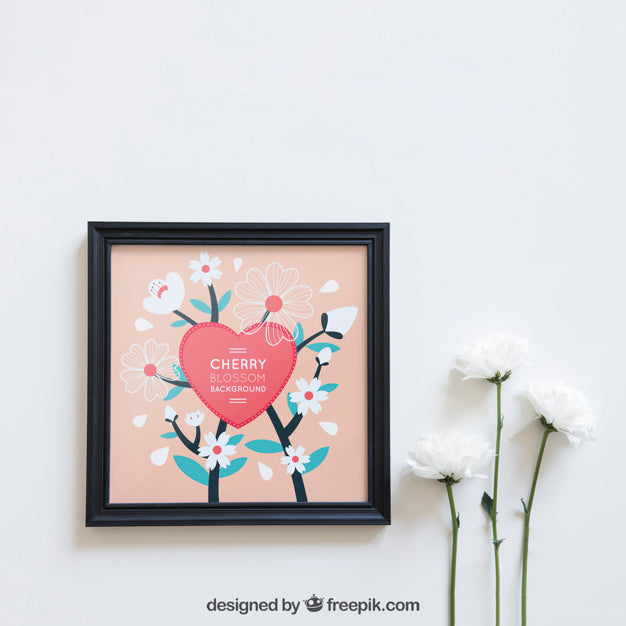 Free Spring Mockup With Black Frame Psd