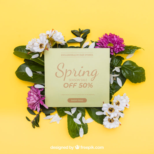 Free Spring Mockup With Card Psd