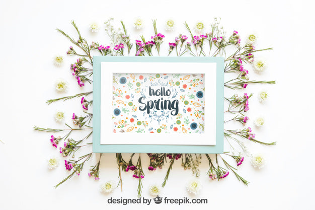 Free Spring Mockup With Frame Psd