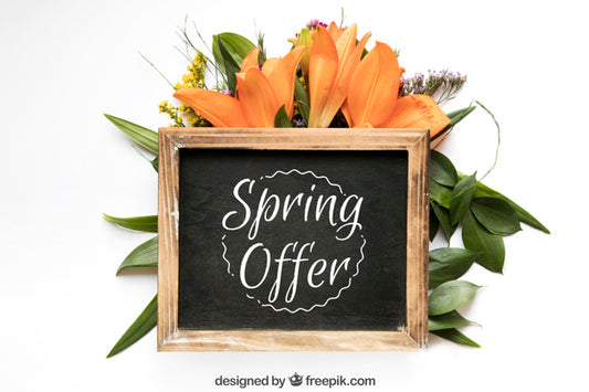 Free Spring Mockup With Slate Psd