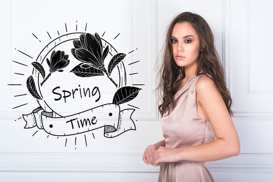 Free Spring Mockup With Stylish Woman Psd