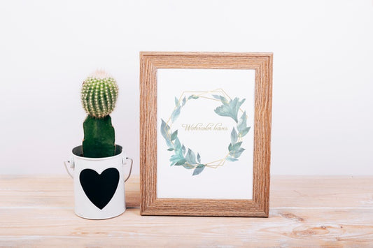 Free Spring Mockup With Wooden Frame Psd