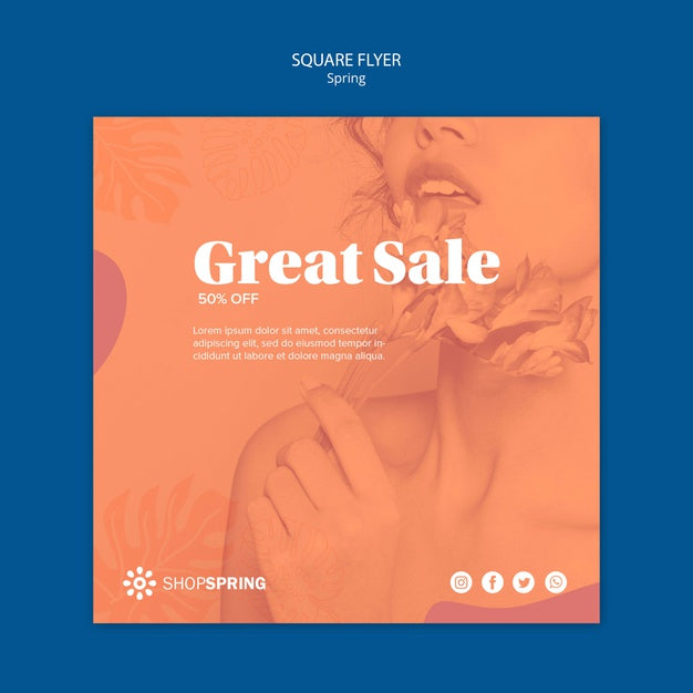 Free Spring Sale Offer Square Flyer Psd