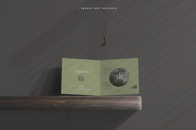 Free Square Bi Fold Brochure Mockup Psd