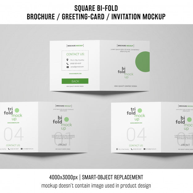 Free Square Bi-Fold Brochure Or Greeting Card Mockup Of Three Psd