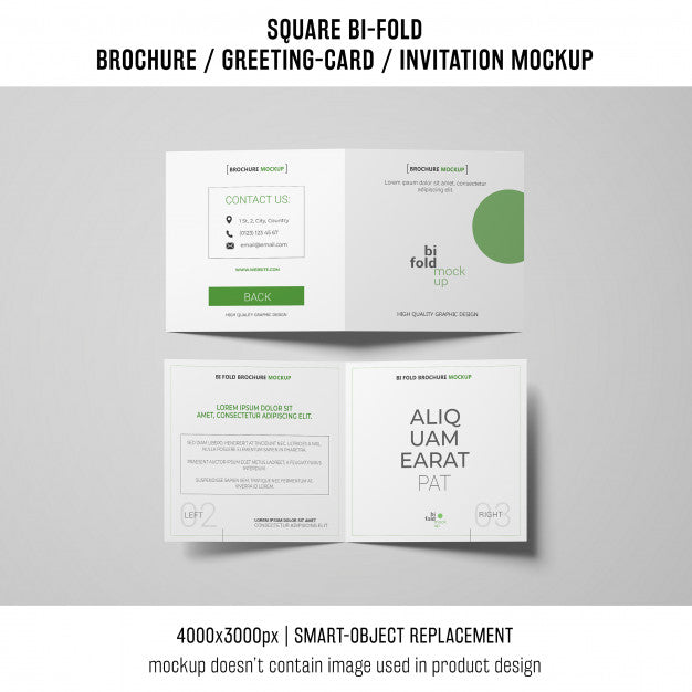 Free Square Bi-Fold Brochure Or Greeting Card Mockup Of Two Psd