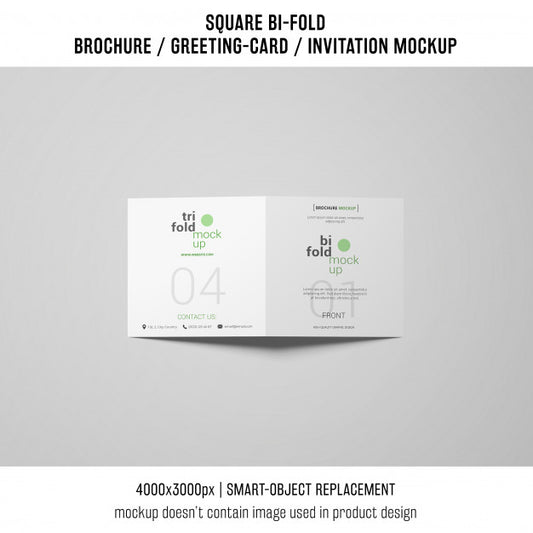 Free Square Bi-Fold Brochure Or Greeting Card Mockup On Gray Background Psd