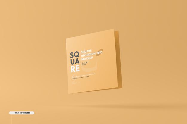 Free Square Bifold Invitation Card Mockup Psd