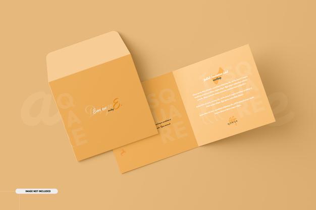 Free Square Bifold Invitation Card Mockup Psd