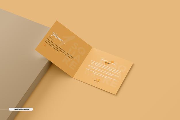 Free Square Bifold Invitation Card Mockup Psd