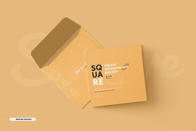 Free Square Bifold Invitation Card Mockup Psd