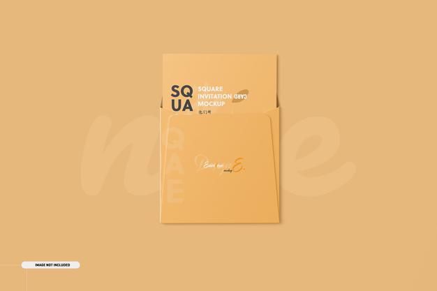 Free Square Bifold Invitation Card Mockup Psd