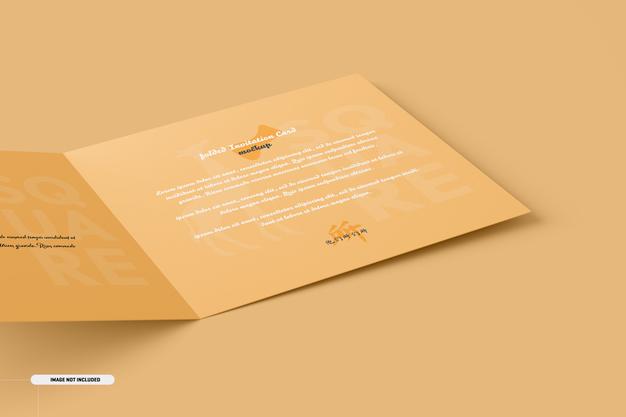 Free Square Bifold Invitation Card Mockup Psd