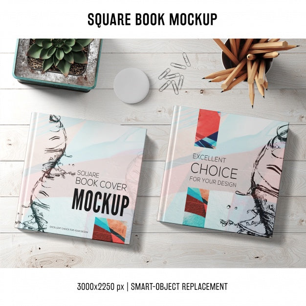 Free Square Book Mockup Psd