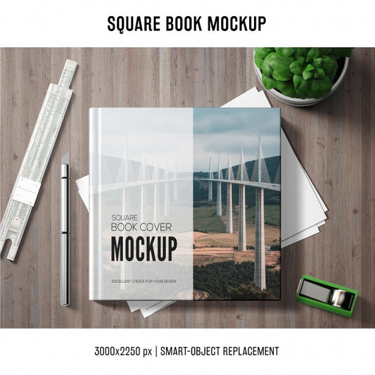 Free Square Book Mockup Psd