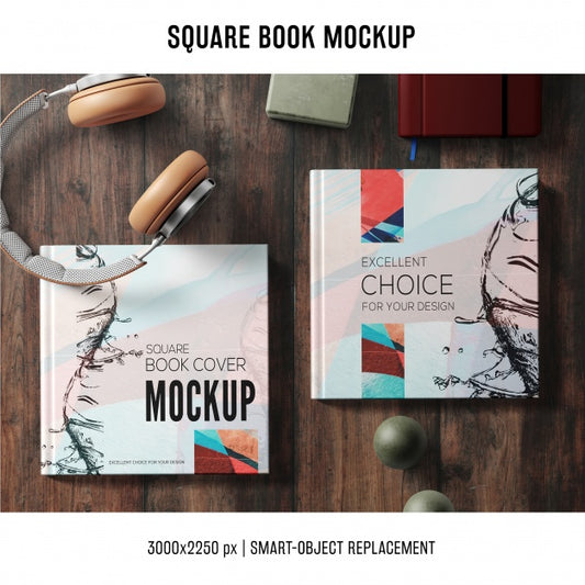 Free Square Book Mockup Psd