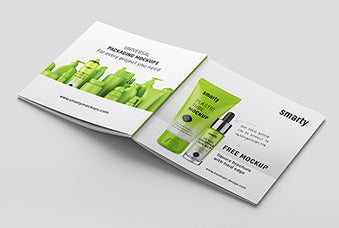 Free Square Brochure With Hard Edge Mockup