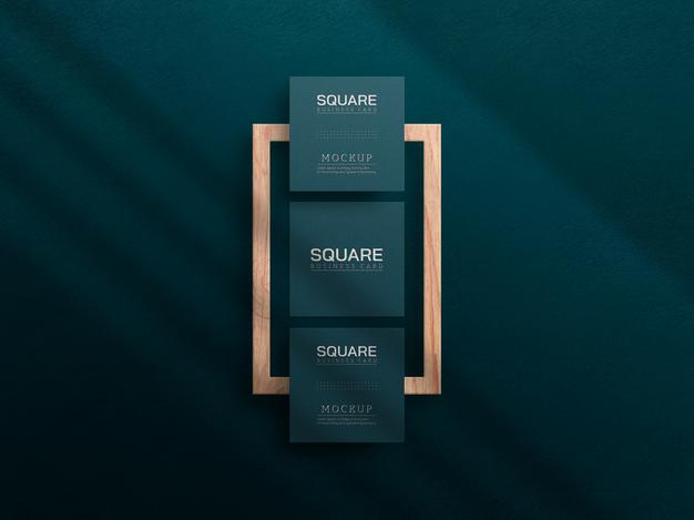 Free Square Business Card Mockup With Letterpress Effect Psd