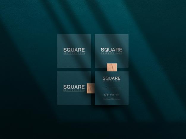 Free Square Business Card Mockup With Letterpress Effect Psd