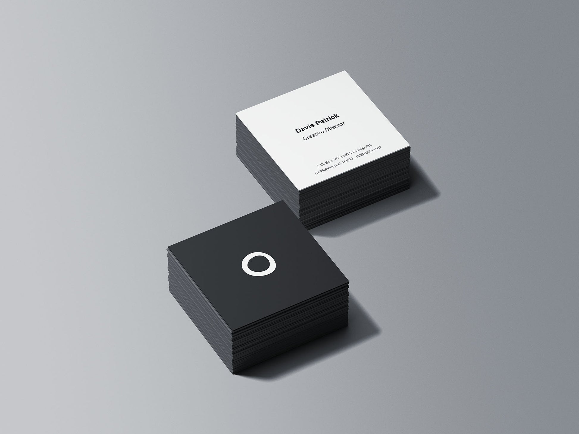 Free Square Business Card Stacks Mockup