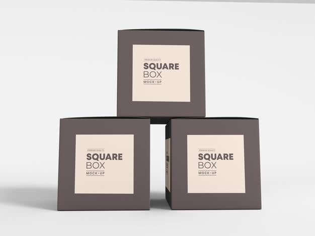 Free Square Cardboard Delivery Box Mockup Psd