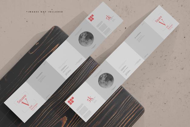 Free Square Five Fold Brochure Mockup Psd