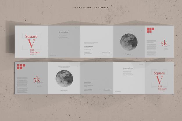 Free Square Five Fold Brochure Mockup Psd