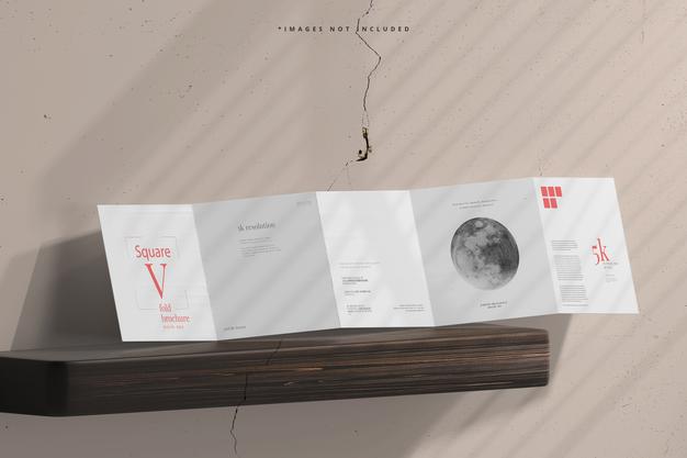 Free Square Five Fold Brochure Mockup Psd