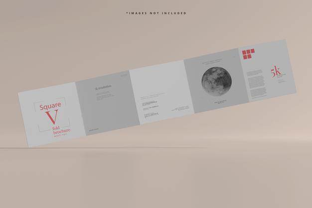 Free Square Five Fold Brochure Mockup Psd